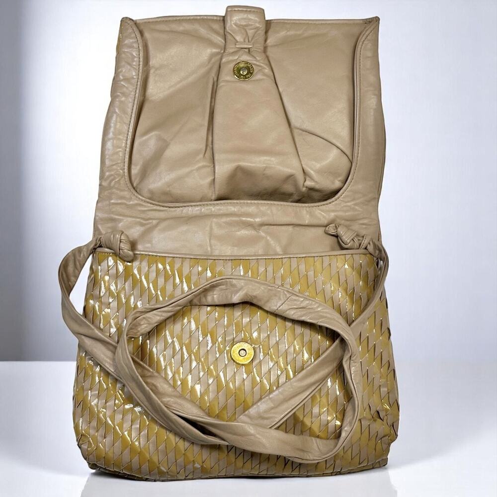 Meyers Vintage 80s Woven Leather Shoulder Bag Diamond Braided Hippie Retro Boho - Picture 6 of 16
